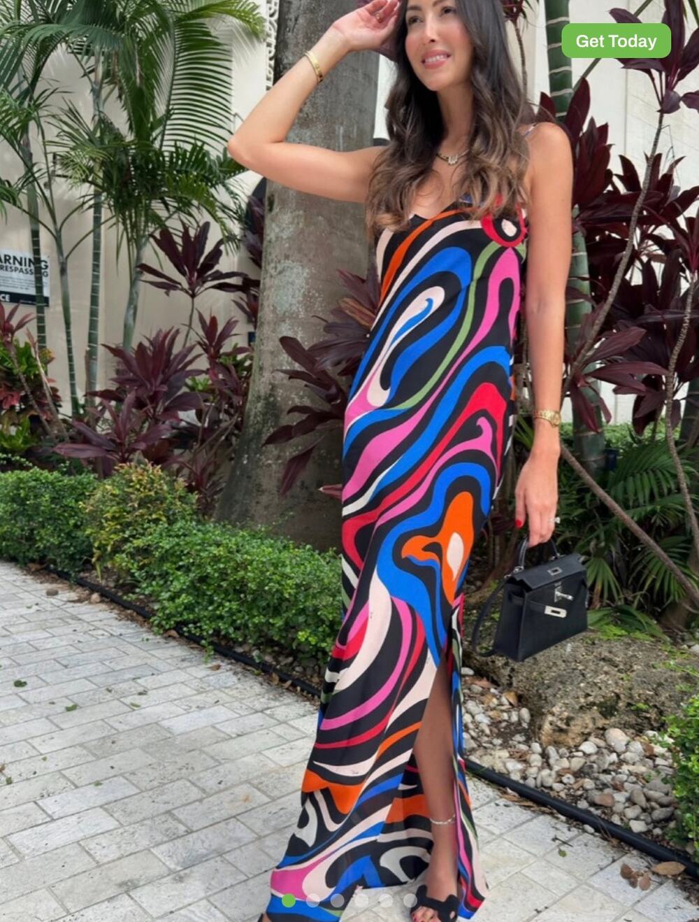Pucci Marmo Print Silk Slip Dress Black Multi